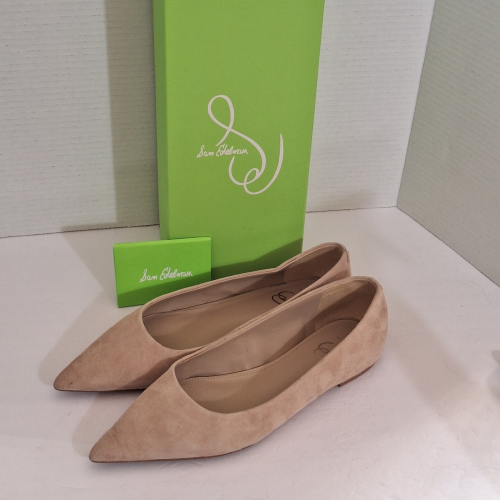 Sam Edelman Wanda Cappuccino Cream Suede Ballet Flats Womens 10.5 GUC With Box